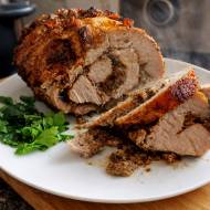 Pieczeń z szynki faszerowana grzybami, niedzielny obiad