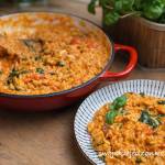 Makaron orzo z kurczakiem i pomidorkami