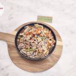 Zupa z wątróbką drobiową, mieszanką warzyw i boczniakami