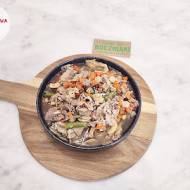 Zupa z wątróbką drobiową, mieszanką warzyw i boczniakami