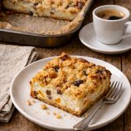 Sernik z brzoskwiniami i kruszonką