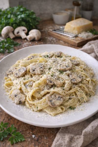 Tagliatelle z pieczarkami