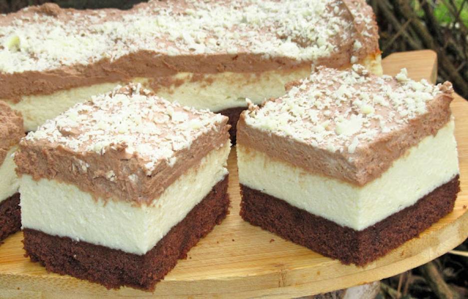 Pyszny delikatny sernik z czekoladową pianką (pieczony) na kakaowym mięciutkim cieście +FILM