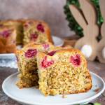 Babka pistacjowa z malinami i kataifi