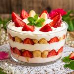 Deser mascarpone z owocami i biszkoptami
