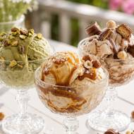 Lody domowe / Kinder, Słony karmel, Pistacja /