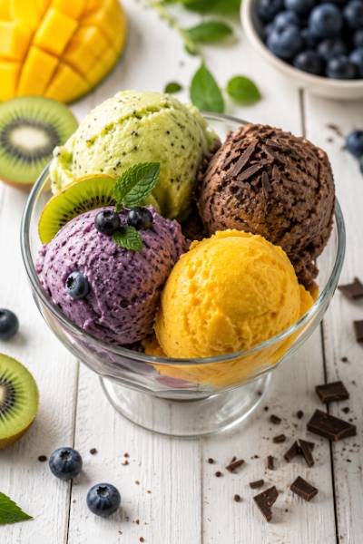 Lody domowe nice cream /kiwi, jagoda,mango, czekolada