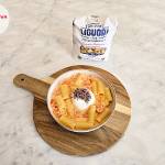 Buratta z pomidorem, serkiem mascarpone, śmietanką i makaronem rigatoni