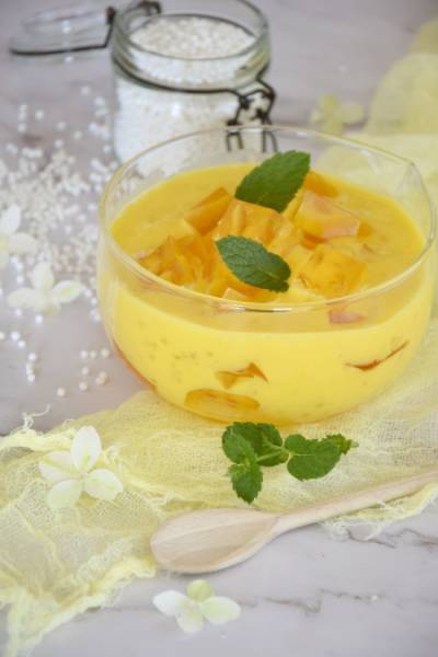 Tropikalna tapioka z mango i galaretką