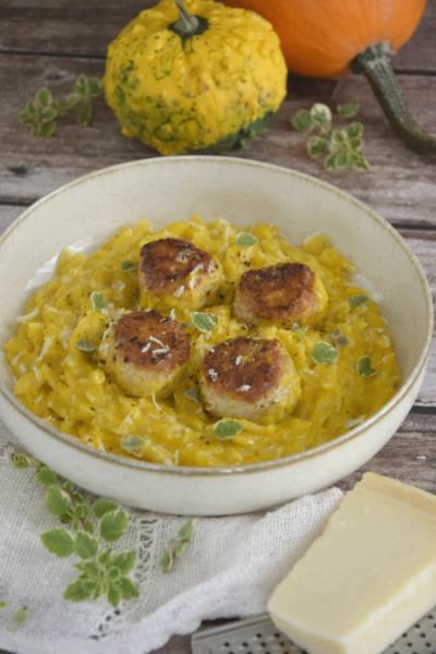 Dyniowe orzotto z klopsikami z indyka