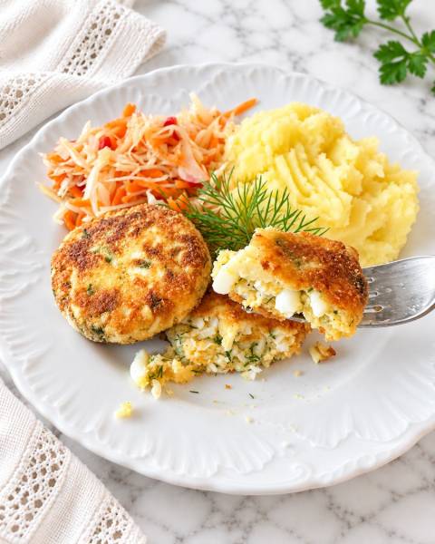 Kotlety jajeczne z mozzarellą i koperkiem – chrupiące i soczyste